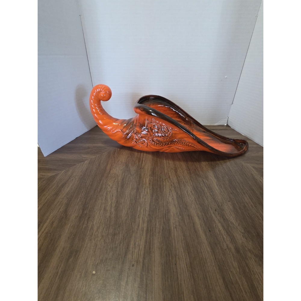 vintage ceramic cornucopia or horn of plenty, Thanksgiving, Asian Dragon